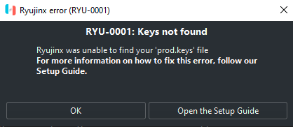 RYU-0001 Keys not found